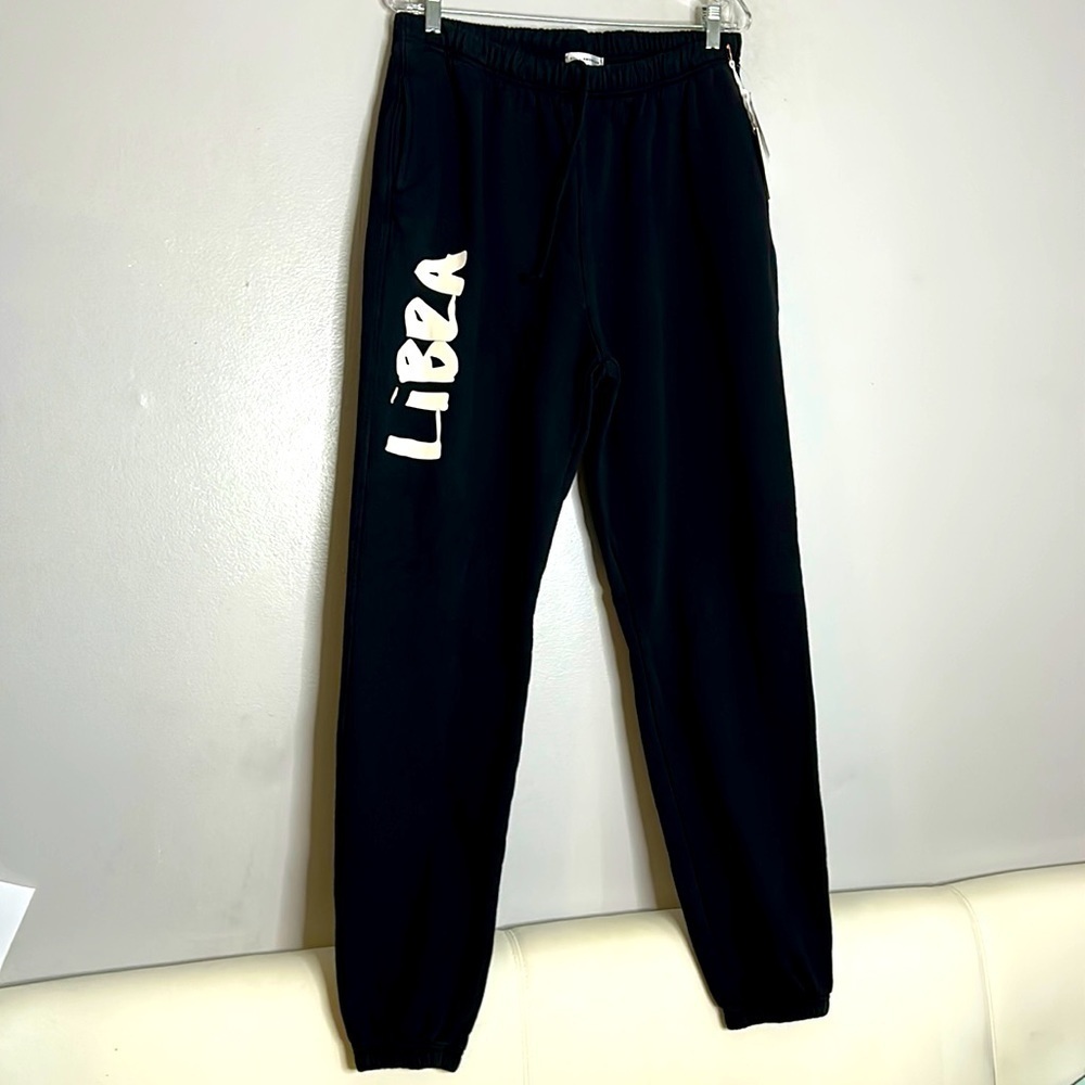Good American Boyfriend fit black white libra sweatpants streetwear large new
